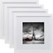 12x12 Picture Frames White, Wood Frames with HD Plexiglass for Pictures 8x8 with Mat or 12x12 without Mat, Wall Mounting Display, Set of 4